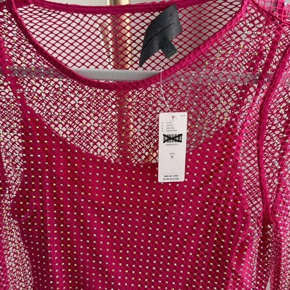 Sunday in Brooklyn Mesh Shine Top Hot Pink